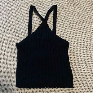 Zara Ribbed Halter Crop Trank Top